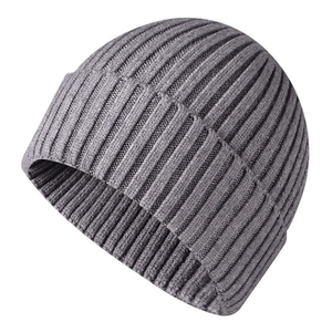 2025 hiver chaud tricoté noir bonnet écharpe ensemble 100% coton côtelé laine plaine bonnet chapeau avec motif d'impression - Product Image 4