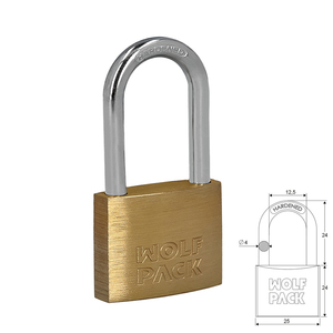 Lucchetto in ottone, catena lunga 25 mm. Confezione blister da 1, resistente - Product Image 1