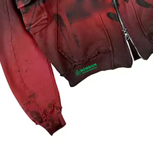 100% coton impression personnalisée sweats à capuche meilleure qualité sweats à capuche zippés hommes lavage à l'acide personnalisé bouffée impression sweat à capuche zippé homme sweats - Product Image 5