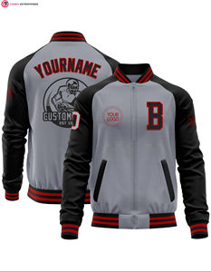 Premium Varsity Zipper Jacket Sleeves Logo Bordado Naranja Negro Pareja College Baseball Men's Letterman Varisty Jacket - Product Image 6