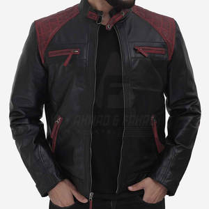 Veste en cuir pour homme respirante, écologique, chaude pour l'hiver, avec col montant et logo frontal, prix personnalisable - Product Image 2