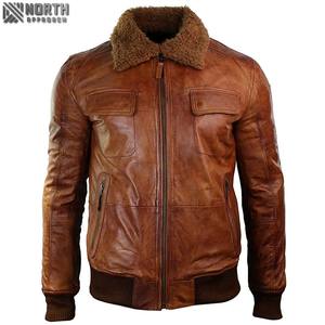 Chaqueta de bombardero de cuero genuino de piel de vaca 100% hecha a medida, servicio OEM frontal de camuflaje para hombres, ropa de calle Unisex para motociclistas - Product Image 2