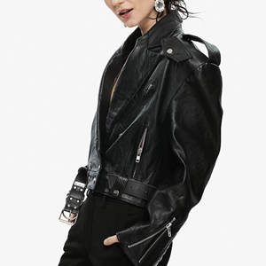 Chaqueta de Motociclista de Piel de Oveja Genuina para Mujer, Tejida, Bordada, Transpirable, Estilo Bomber, Delantera Extragrande, Otoño Invierno 2025 - Product Image 6