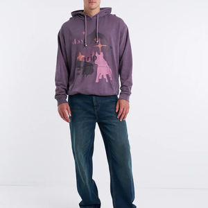 Nueva moda personalizada Color sólido básico, mezcla de algodón Sudadera con capucha de alta calidad de gran tamaño Drop Shoulder Acid Wash Hoodies Hombres - Product Image 2