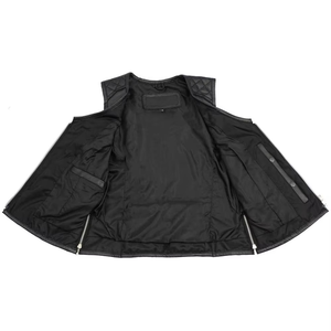 Gilet en cuir pour femme, col ouvert, style motard, couture unique, sans manches, style western, veste de moto, cruiser, street - Product Image 2