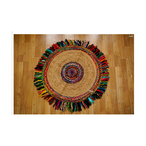 Alfombra antideslizante de estilo persa de yute 100% hecha a mano, el mejor diseño para sala de estar, dormitorio, puerta de baño, modelo de logotipo tejido - Product Image 1