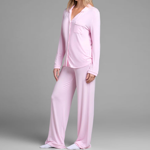 Set <span class=keywords><strong>pigiama</strong></span> da <span class=keywords><strong>donna</strong></span> a maniche lunghe con <span class=keywords><strong>camicia</strong></span> e pantaloni in jersey modal, <span class=keywords><strong>pigiama</strong></span> da <span class=keywords><strong>donna</strong></span> biologico, abbigliamento da notte sostenibile. - Product Image 5