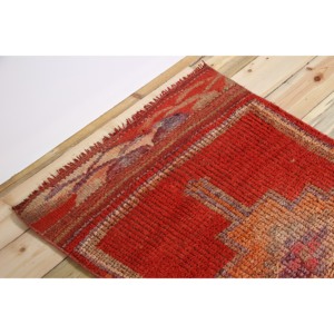 Alfombra Vintage Estilo Runner, Alfombra Turca de 2.5x8.7 pies, Alfombra de Lana Roja con Diseño Geométrico - Product Image 5