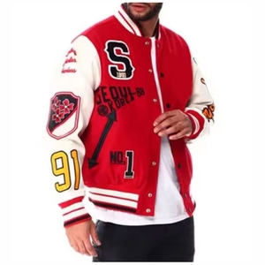 Veste de baseball universitaire pour hommes Vente en gros Patchs personnalisés en chenille et strass avec logo Veste de baseball pour hommes pour l'hiver - Product Image 4