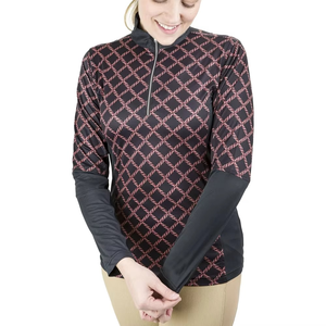 Vente en gros Chemises équestres de haute qualité Hauts d'équitation à demi fermeture éclair pour femmes Couches de base pour dames Vêtements pour courses de chevaux - Product Image 1