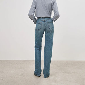 Pantalones vaqueros de pierna recta ajustados de cintura súper alta no elásticos 100% algodón moda mujer alta calidad pantalones vaqueros de mujer - Product Image 5