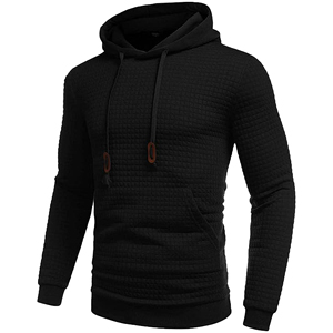 Jersey informal unisex con bolsillo grande y pequeño a cuadros Jacquard Sudadera con capucha de lana lavada técnica bordada para invierno - Product Image 2