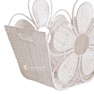 Cesta de Almacenamiento Moderna y Ecológica, Tejida con Cuerda de Papel, en Forma de Flor Blanca, Organizador para Guardar Ropa Sucia, para Cuarto de Niños, Decoración del Hogar - Product Image 2