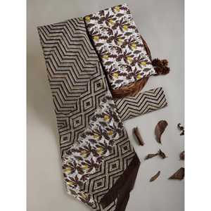 Algodón puro estampado marrón sin coser paquistaní Shalwar Kameez vestido indio Material estilo Salwar - Product Image 1