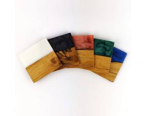 Dessous de verre personnalisés en bois d'acacia, tapis de tasse à thé en résine carrée et ronde, coussin d'isolation thermique en résine époxy - Product Image 4
