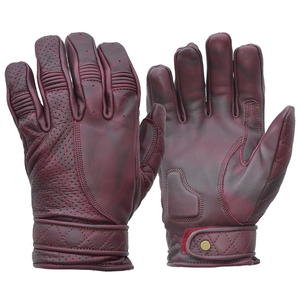 Guantes cortos de moto para hombre de cuero genuino encerado púrpura Oxblood, ropa de carreras de automóviles impresa para invierno, nombre de equipo personalizado - Product Image 1
