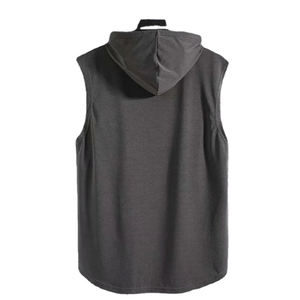 เสื้อฮู้ดแขนกุดสำหรับผู้ชายผ้าคอตตอนออร์แกนิคใส่สบายออกแบบโลโก้ได้ตามต้องการ100% ฤดูใบไม้ร่วง - Product Image 4