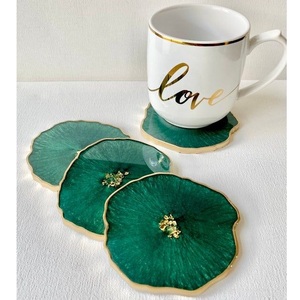 Juego de posavasos de resina de lujo con acabado metálico para sala de estar y cocina - Product Image 2