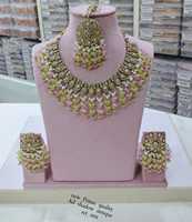 Parure de collier ras-du-cou et boucles d'oreilles ethniques plaqué or antique avec zircon cubique et cristaux, pour mariage et soirée, pour femme