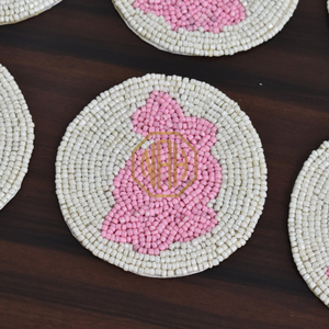 Sous-verre perlé en forme de lapin rose fait à la main cuisine Table à manger thé café porte-gobelet en gros décoratif boisson tapis tampons - Product Image 4