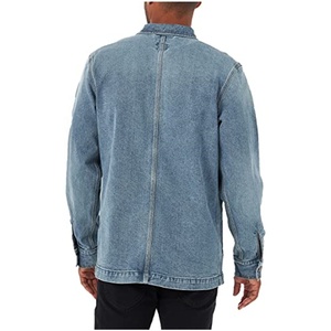 Chaqueta de mezclilla rasgada lavada Vintage para hombre, chaqueta de mezclilla de motorista de manga larga delgada informal - Product Image 4