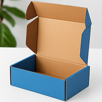 Boîte postale en carton ondulé bleu personnalisée avec logo Boîte d'emballage d'expédition pliable pour abonnement, cadeau et commerce électronique