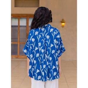 Poncho de Punto con Estampado Floral de Leopardo para Mujer, Corte Holgado, Largo, Sin Cuello, para Primavera, Otoño, Oficina, Fiesta - Product Image 2