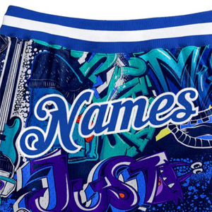 Shorts de sport pour homme, impression intégrale personnalisée, motif de dessin animé bleu, nom personnalisé, taille élastique, grande taille, été - Product Image 5