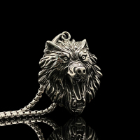 Pendentif tête de loup nordique vintage en acier inoxydable, collier totem à esprit animal dominant en or 14 carats pour homme, cadeau de vacances, bijoux