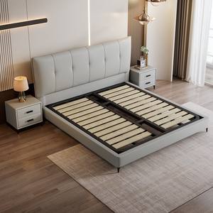 Italiano minimalista imbottito in pelle telaio con morbida testiera <span class=keywords><strong>imbottita</strong></span> <span class=keywords><strong>letto</strong></span> <span class=keywords><strong>matrimoniale</strong></span> moderno per appartamento camera da <span class=keywords><strong>letto</strong></span> principale - Product Image 5