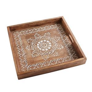 Plateaux d'organisation de maison de style vintage Plateau décoratif en bois naturel pour comptoir de cuisine Table à manger Matériau moderne en acier MDF - Product Image 6