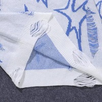 Blouson universitaire homme blanc et bleu étoilé, col montant, en toile respirante, hiver, couleurs et logos personnalisables, prix usine Dovfanny
