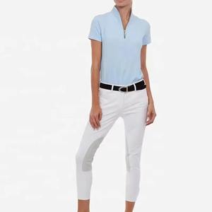 Wholesale Cotton Equestrian Show Shirts for Women Quick Dry Half Sleeve Base <b>Layer</b> Zipper Closure Customizable Colors Sizes - Product Image 4