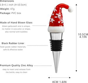 จุกปิดขวดไวน์ทำจากซิลิโคนทำจากสังกะสีพร้อมตกแต่งหมวกคริสต์มาสใช้ซ้ำได้สำหรับเครื่องดื่มของตกแต่งในช่วงฤดูหนาวเทศกาลคริสต์มาสปาร์ตี้ - Product Image 1