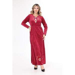 Abito in velluto ricamato con colletto bordeaux da donna - Product Image 1