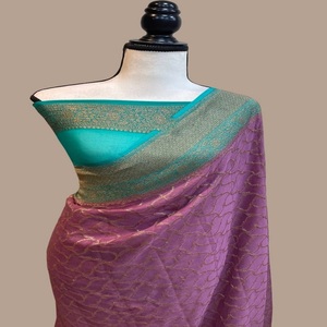 Saris en soie brocart sur mesure avec bordures brocart idéal pour la revente par les créateurs de vêtements en couleur rose - Product Image 4