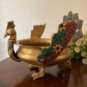 Latón Pavo Real URLI con piedra decorativa festiva decoración del hogar conjunto para boda fiesta decoración del hogar - Product Image 3