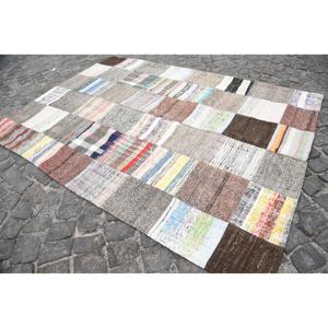 5.5x7.4 ft Rug, Turkish Vintage Rug, Patchwork <b>Brown</b> Animal Print Rug - Product Image 3