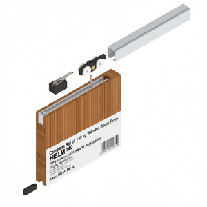 Juego Completo de Puertas de Madera de 140 kg con Sistema Corredero HELM 140 ME-A de 35 mm, Rieles y Accesorios para Cortinas - Product Image 3