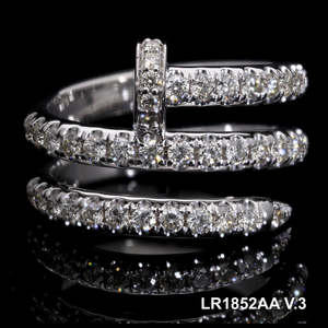 Anillo Moderno en Espiral Chapado en Oro de 14K y Rodio para Mujer con Diamantes Naturales de 1ctw, Engaste de Garras, Joyería Clásica de Múltiples Bandas - Product Image 3