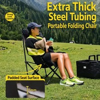 Chaise de camping pliante en aluminium, chaise lune rembourrée et épaissie, chaise inclinable portable d'extérieur pour la pêche, dossier haut, nouveau style