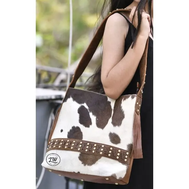 LW 2023 Genuine Leather Cowhide Shoulder Large Bag for Women Tassel Shoulder Tote Bag Hot Deal