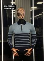 Suéter informal de otoño para hombre para cuello Polo manga larga cremallera calor cálido Cachemira Mohair estampado Jacquard Logo botón raya letra.