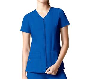 Vente chaude 10% de réduction sur les infirmières de Style fermeture éclair uniformes extensibles respirant gommages costume femmes manches courtes gommages médicaux - Product Image 1
