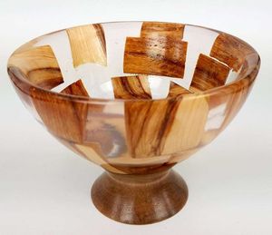 Minimalist <b>Wooden</b> <b>Resin</b> Bowl Handcrafted Modern Rustic <b>Table</b> Centerpiece Decorative Elegant Home Kitchen Display - Product Image 4
