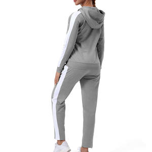 Chaqueta y pantalones de chándal con cremallera a rayas de dos piezas para mujer de alta calidad, chándal informal de entrenamiento al aire libre de talla grande, conjunto de 2 piezas para mujer - Product Image 3