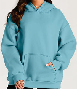 Sweats à capuche brodés en molleton tricoté surdimensionné pour femmes pour les jours d'automne froids soirées d'hiver froides Placement avant - Product Image 2