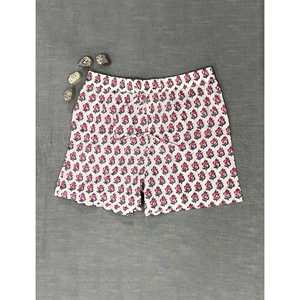 กางเกงขาสั้นผ้าฝ้ายพิมพ์ลายบล็อก 100% - ไซส์ใหญ่ เอวกลาง ระบายอากาศได้ดี พร้อมลวดลายตกแต่ง - Product Image 2