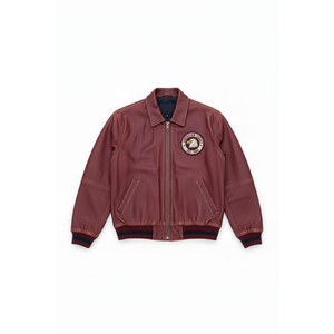 High-End Coated Canvas <b>Leather</b> Men's Bomber <b>Jacket</b> Stand Collar Breathable Windproof <b>Winter</b> Ready Front Pockets OEM Service - Product Image 1