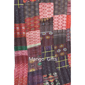 Handmade Indian <b>Kantha</b> Work Quilt Patchwork 100% Silk Bedspread Vintage Ralli <b>Throw</b> Wholesale Lot 3Pc for Home Use - Product Image 4